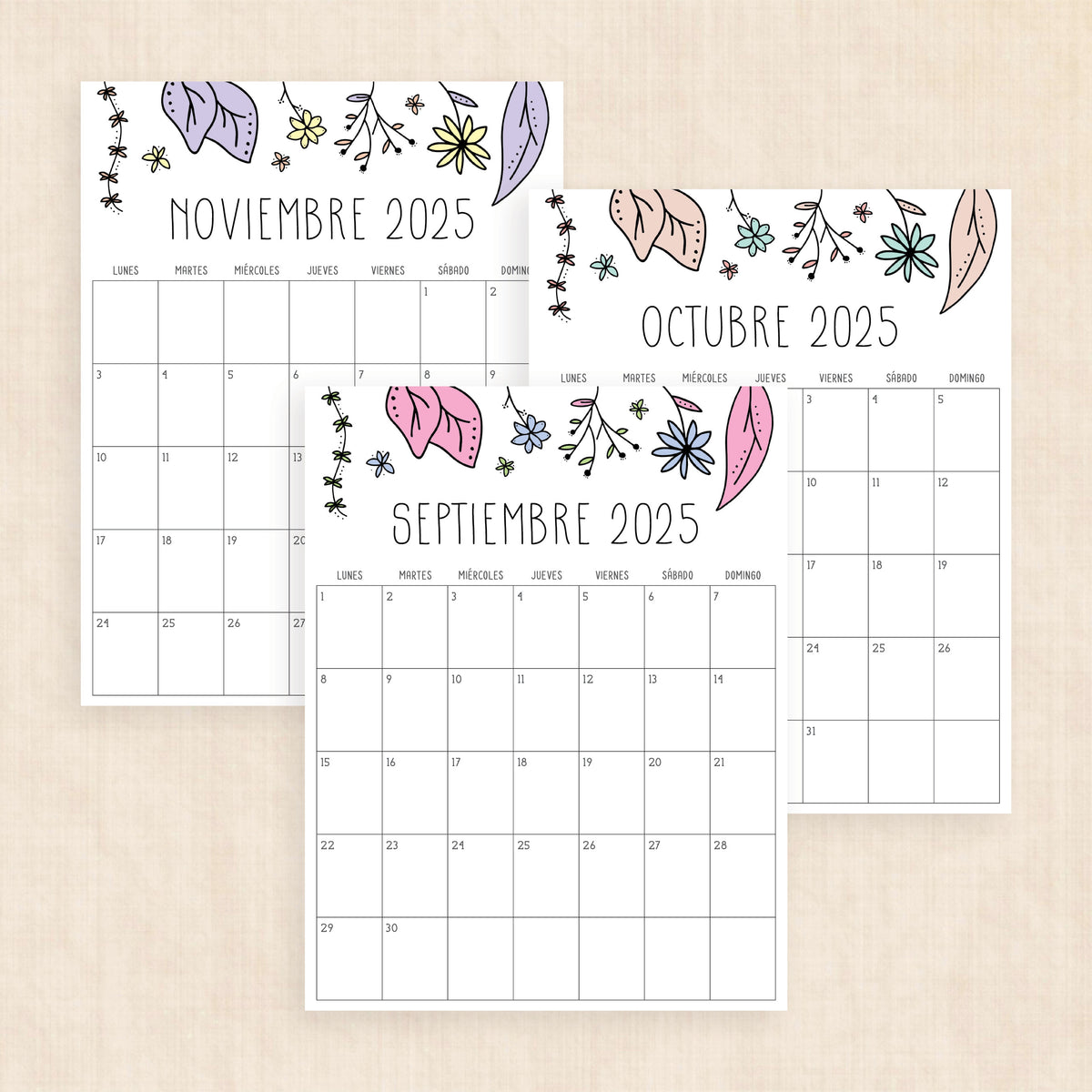 Calendario 2025 para imprimir