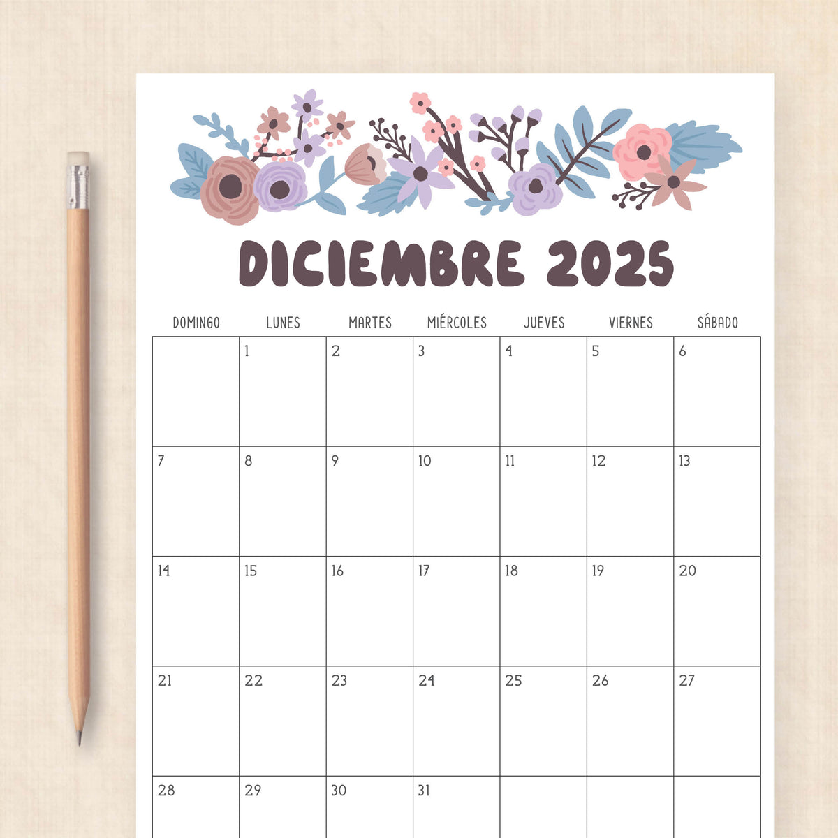 Calendario 2025 para imprimir