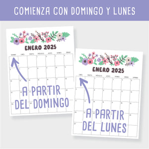 Calendario 2025 para imprimir