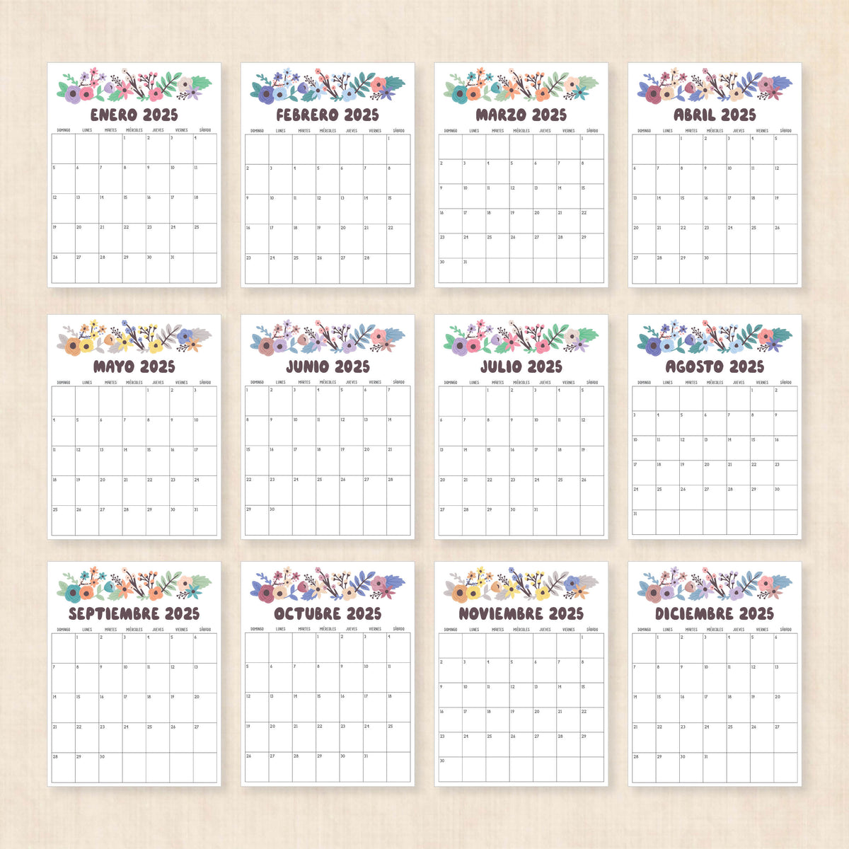 Calendario 2025 para imprimir