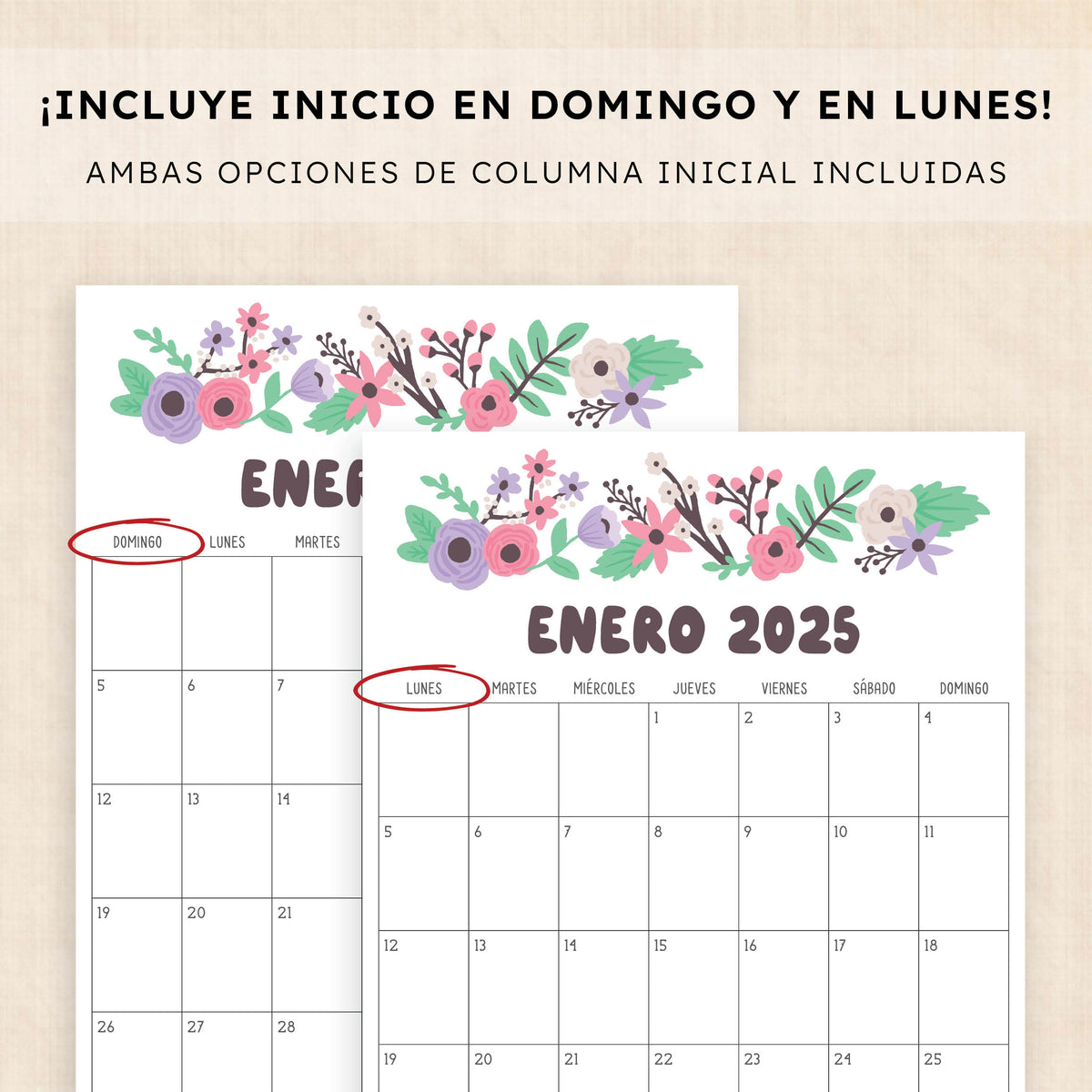 Calendario 2025 para imprimir