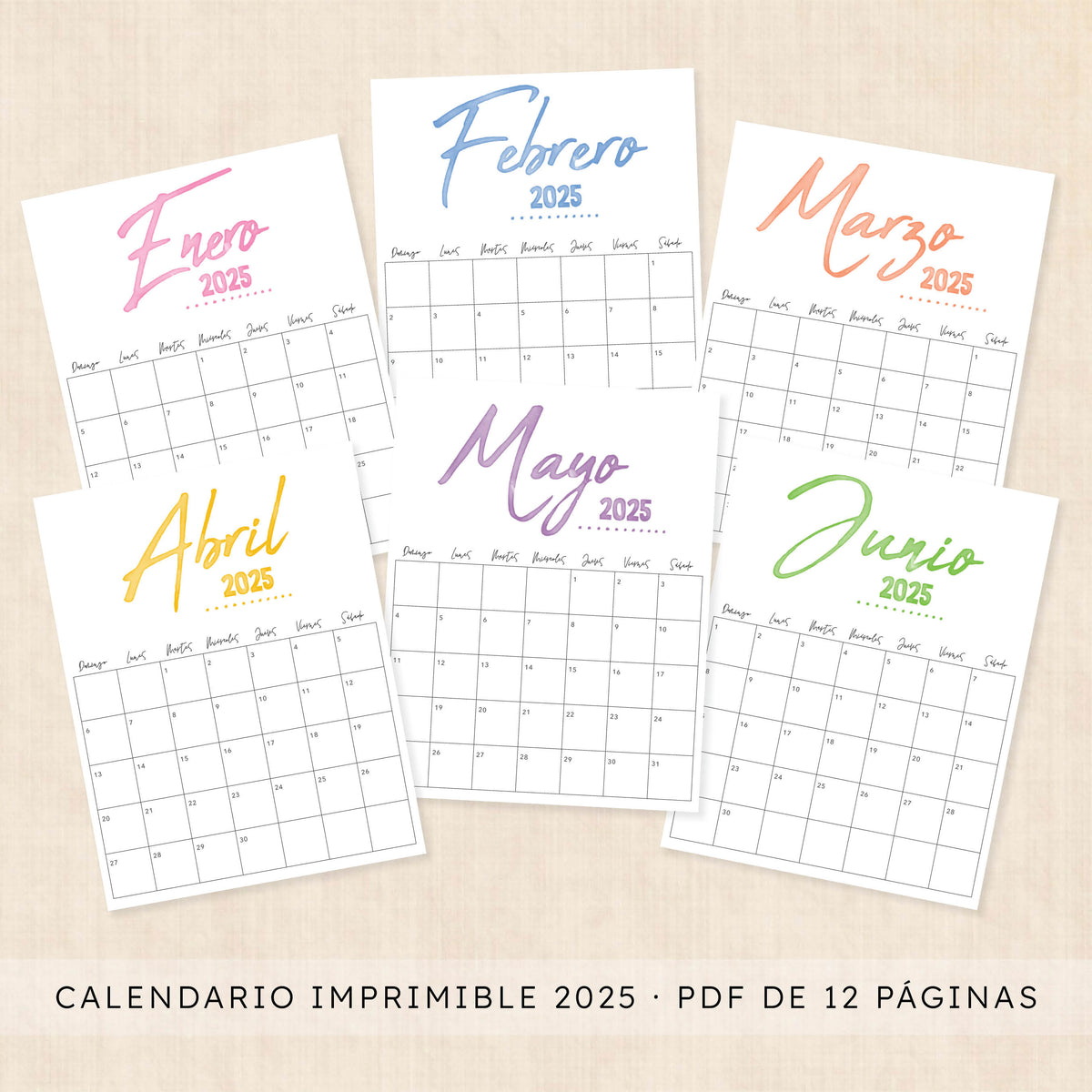 Calendario 2025 para imprimir