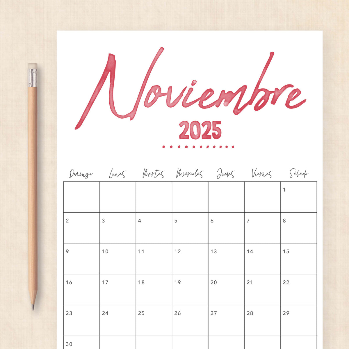 Calendario 2025 para imprimir