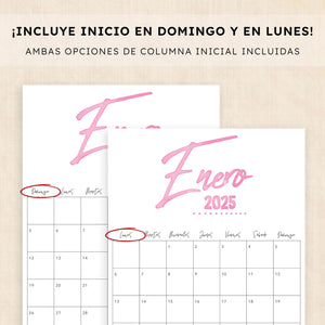 Calendario 2025 para imprimir