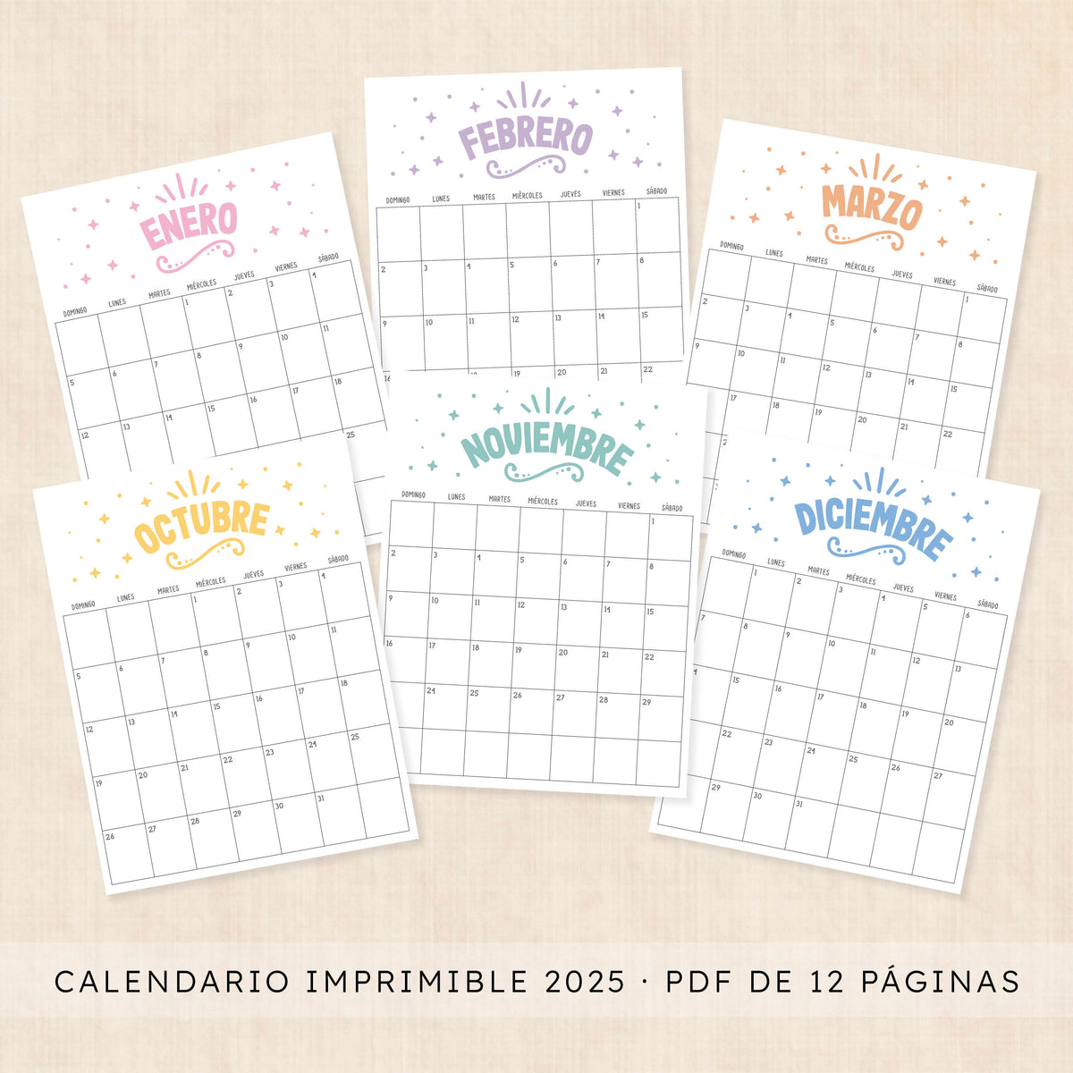 Calendario 2025 para imprimir