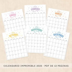 Calendario 2025 para imprimir