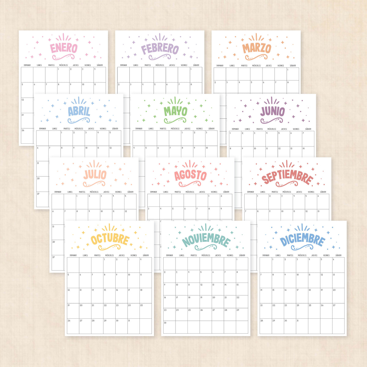 Calendario 2025 para imprimir