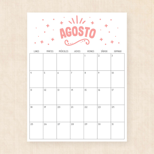 Calendario 2025 para imprimir