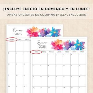 Calendario 2025 para imprimir