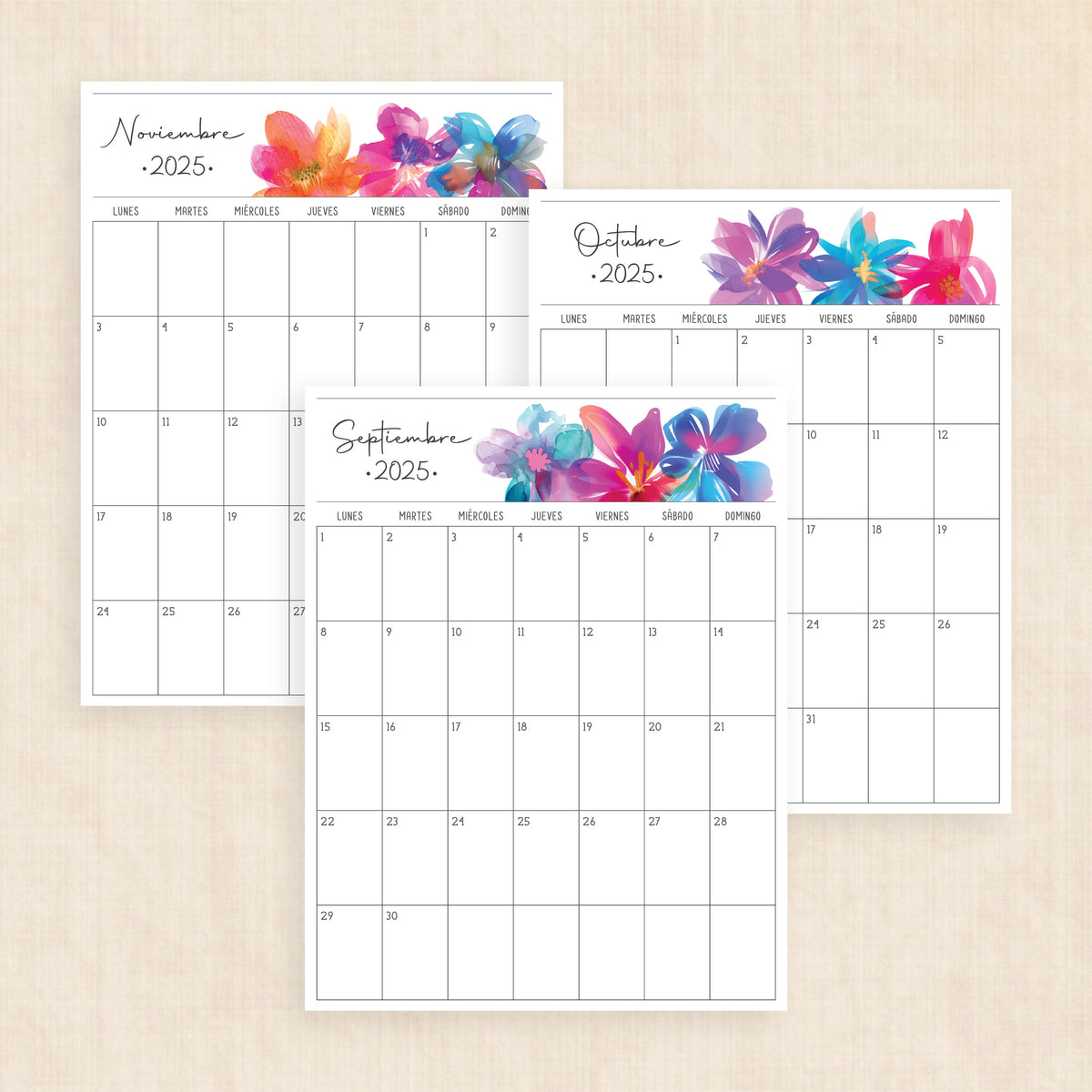 Calendario 2025 para imprimir