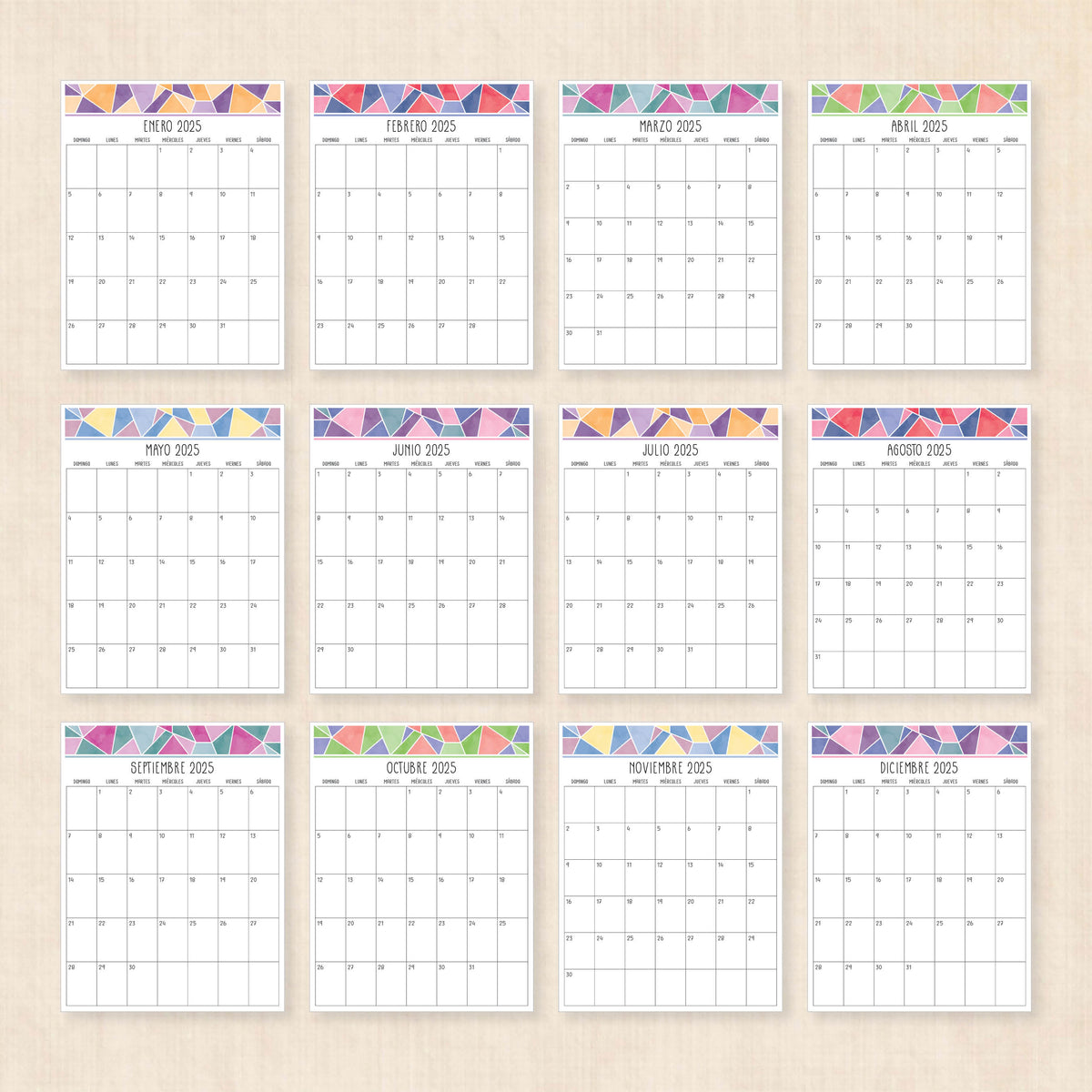 Calendario 2025 para imprimir