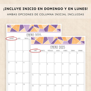 Calendario 2025 para imprimir