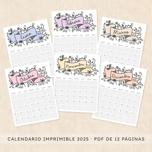 Calendario 2025 para imprimir