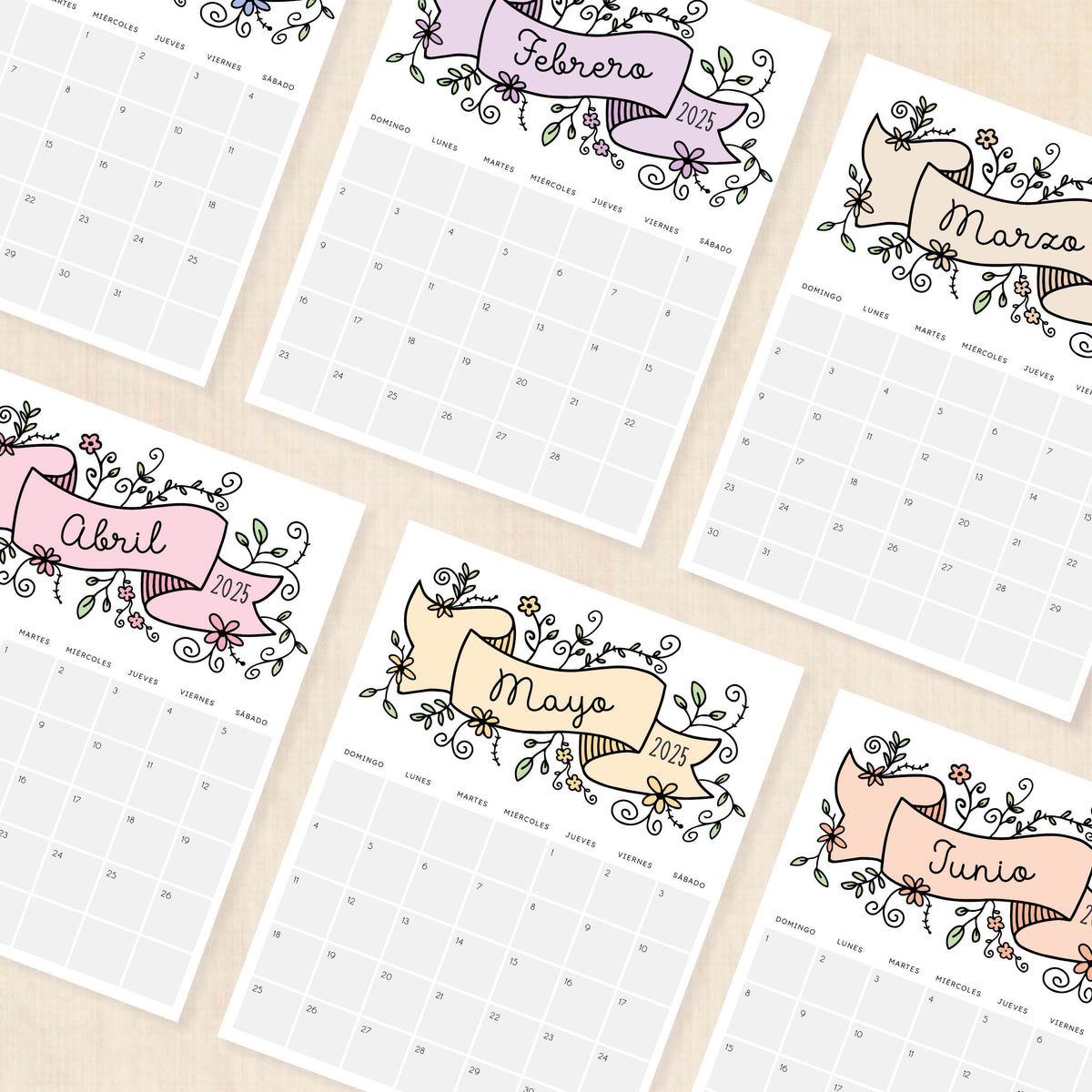 Calendario 2025 para imprimir