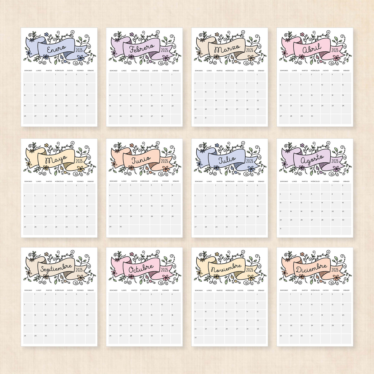 Calendario 2025 para imprimir