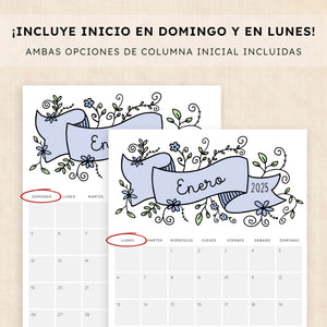 Calendario 2025 para imprimir