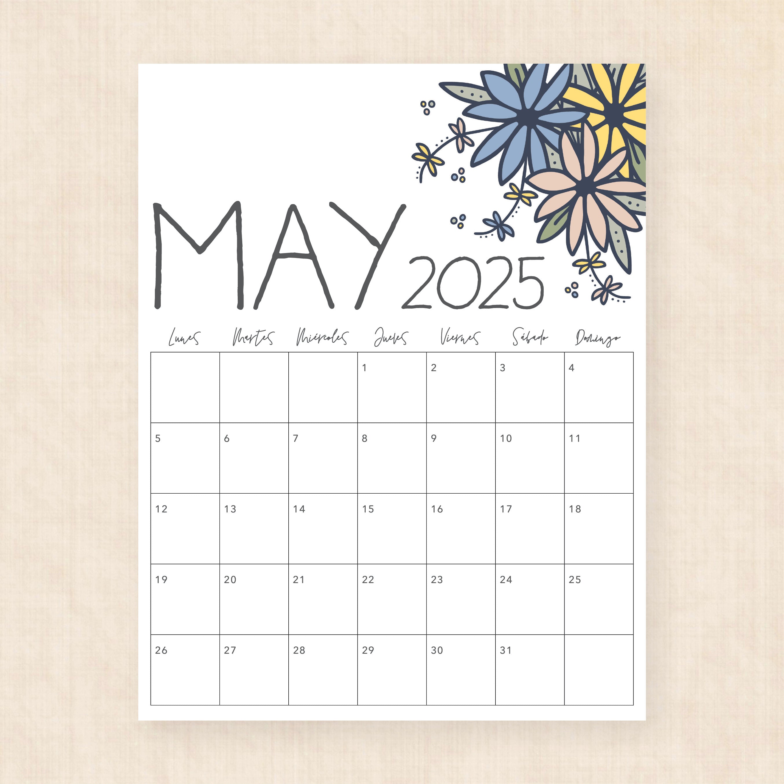 Calendario 2025 para imprimir