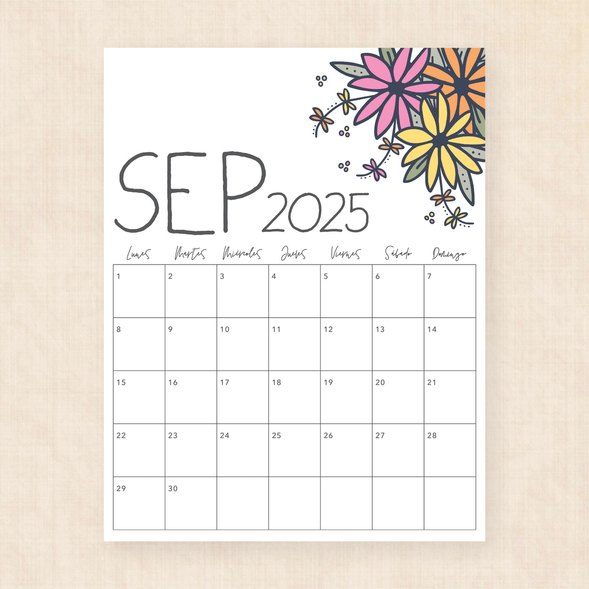 Calendario 2025 para imprimir