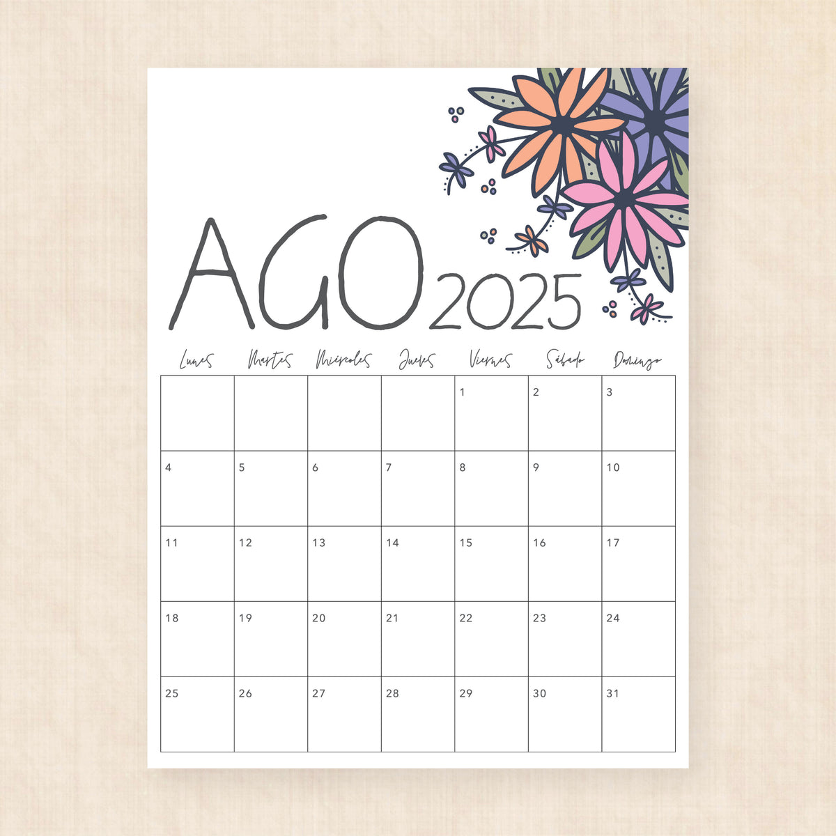 Calendario 2025 para imprimir