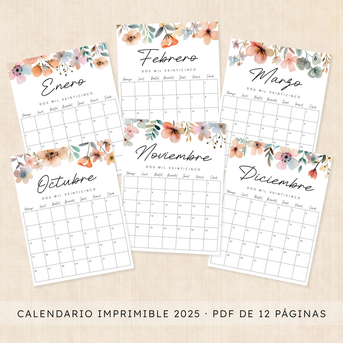 Calendario 2025 para imprimir