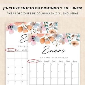Calendario 2025 para imprimir
