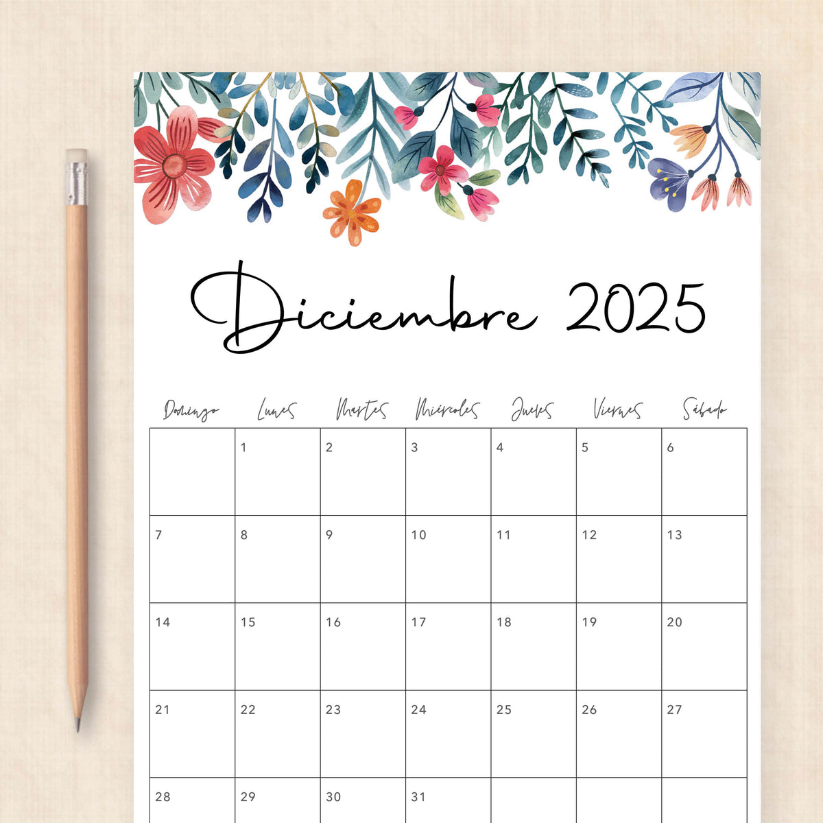 Calendario 2025 para imprimir