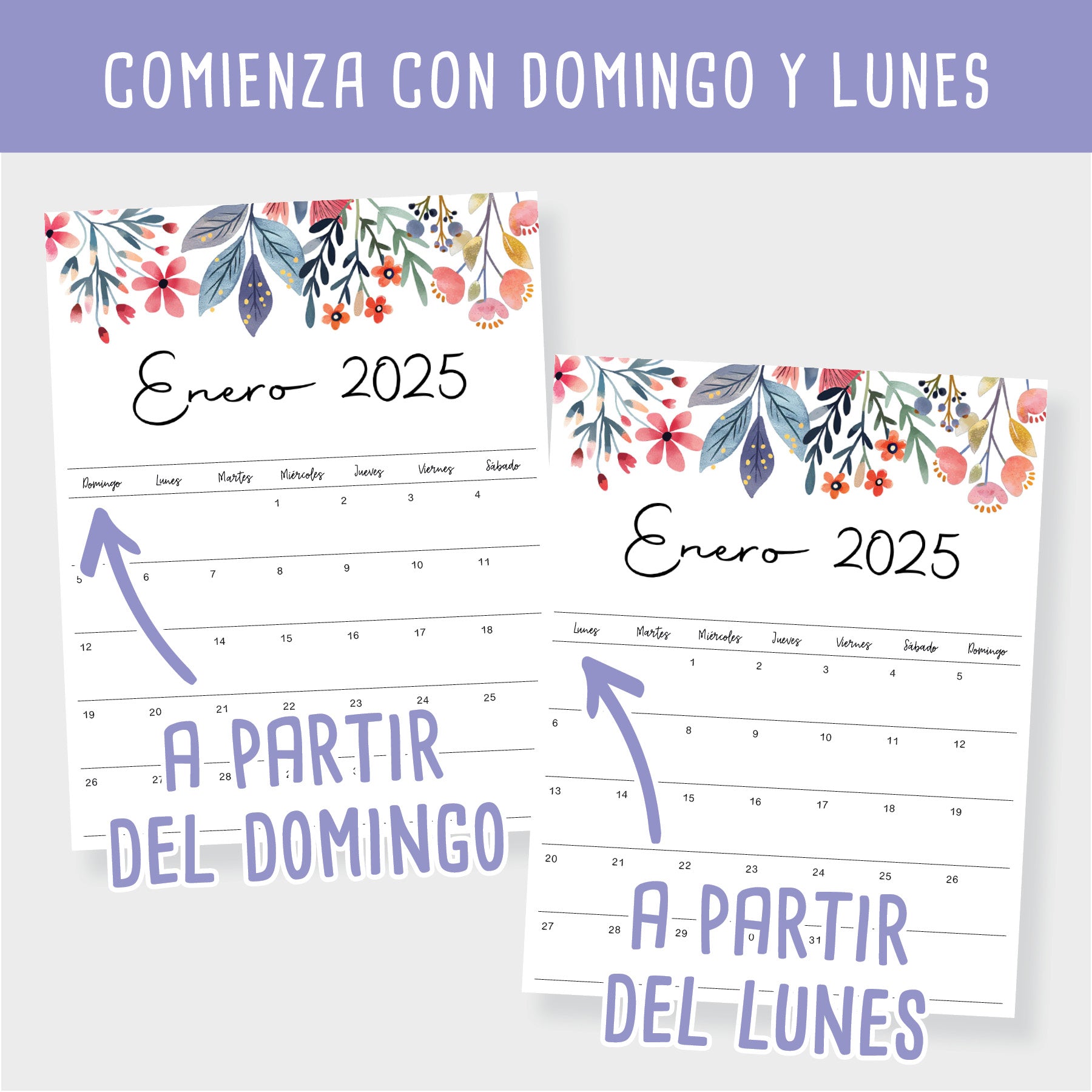 Calendario 2025 para imprimir