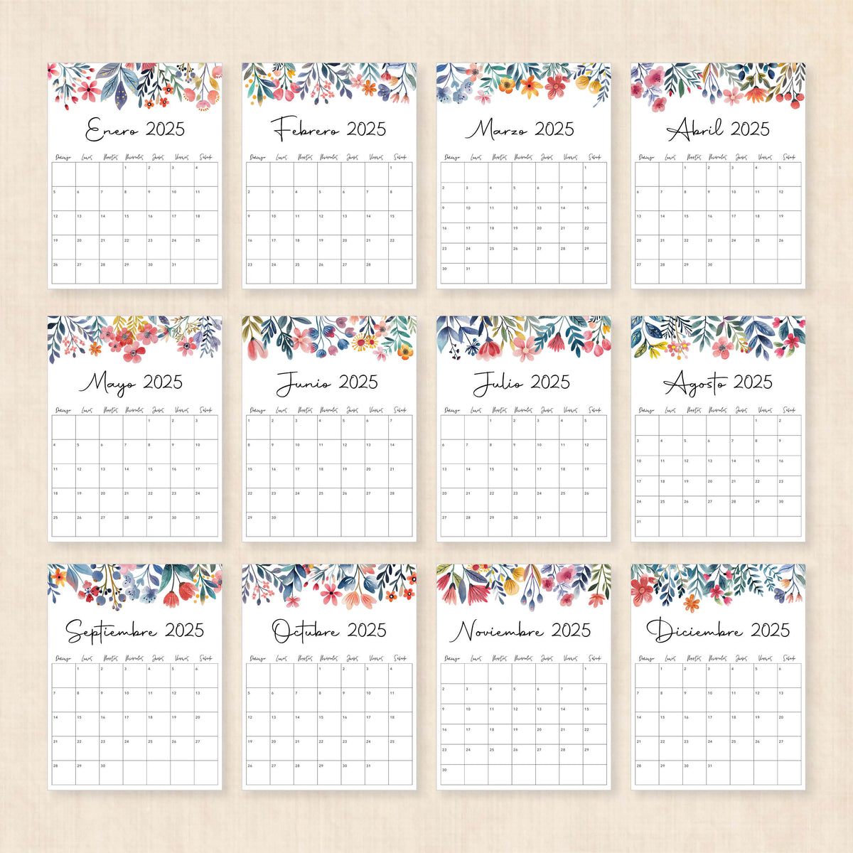 Calendario 2025 para imprimir