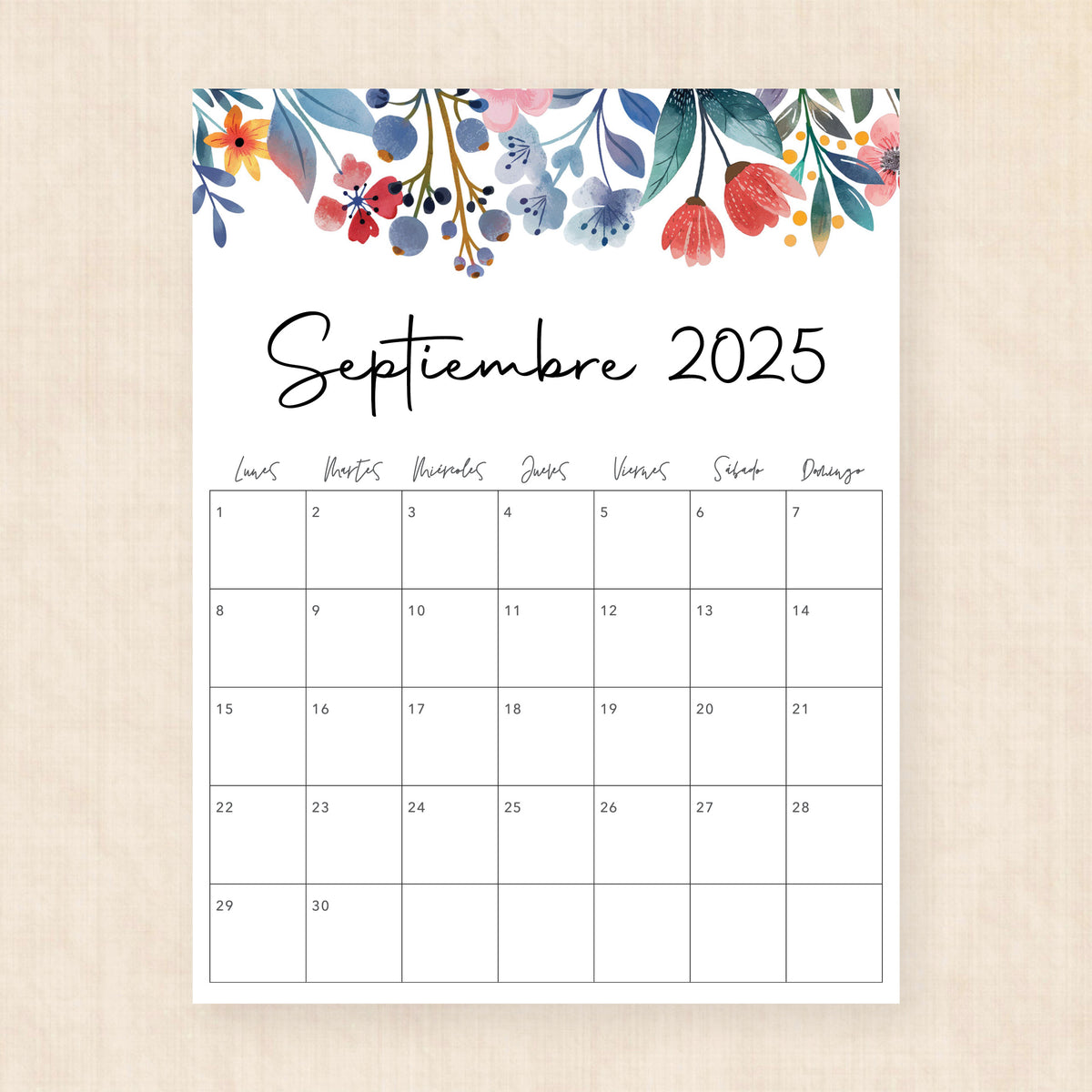 Calendario 2025 para imprimir