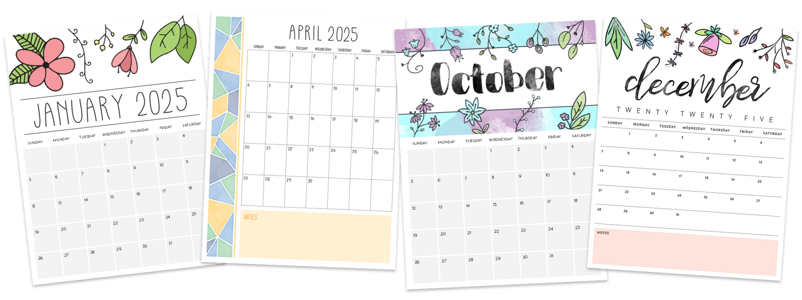 printable 2025 calendar