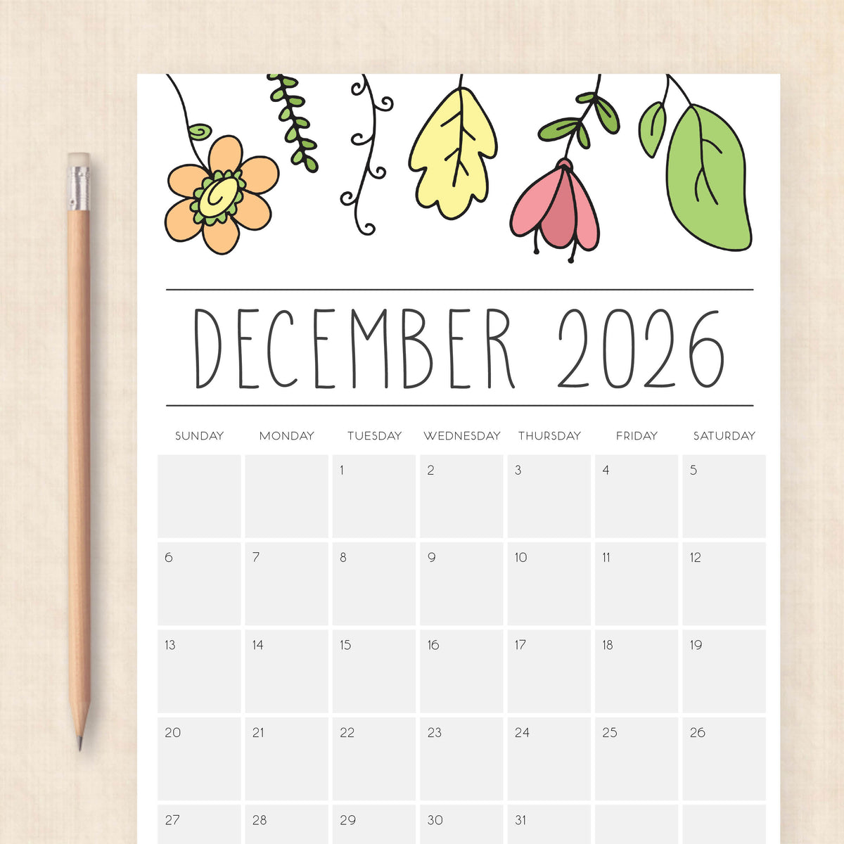printable 2026 Calendar