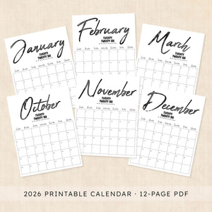 printable 2026 Calendar