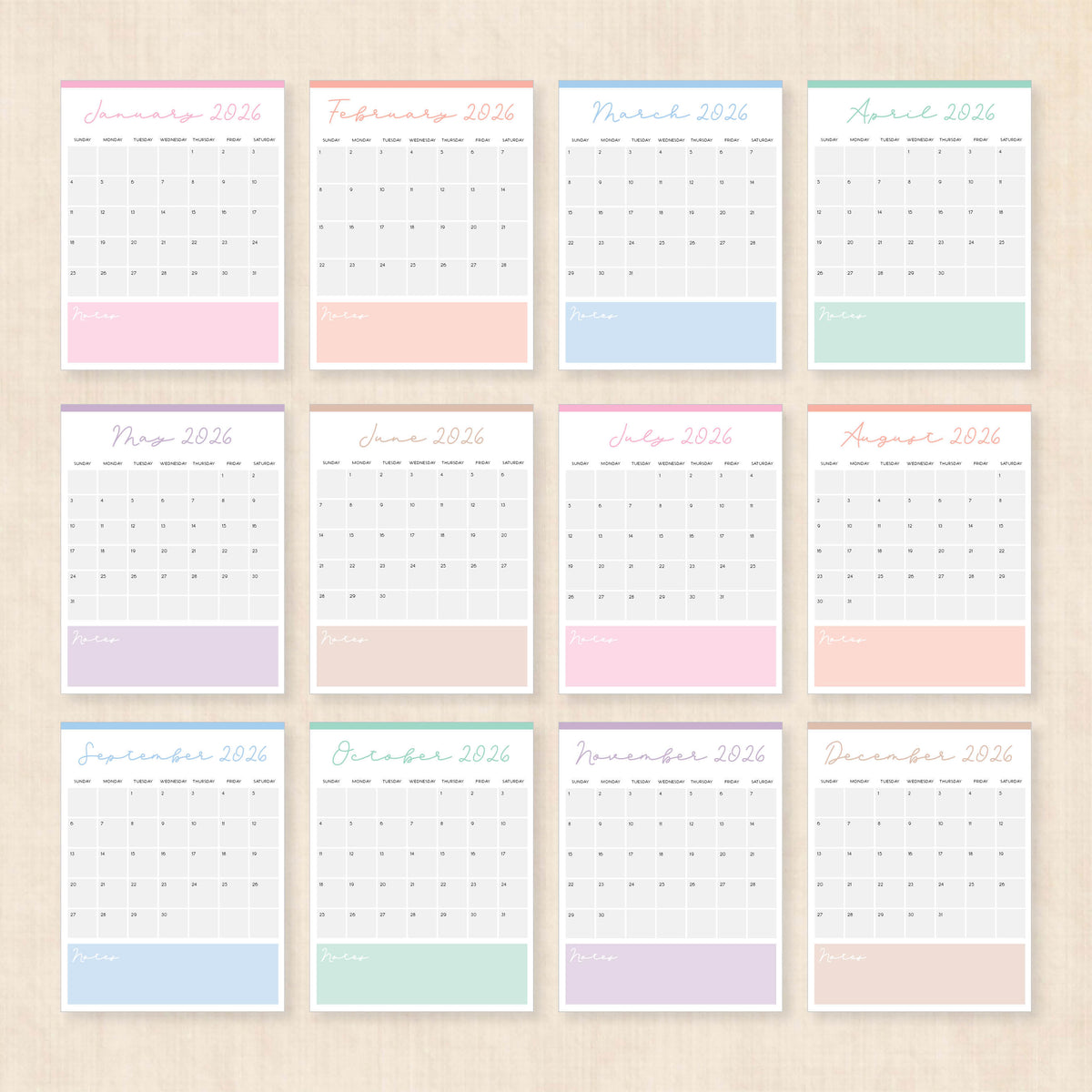 printable 2026 Calendar