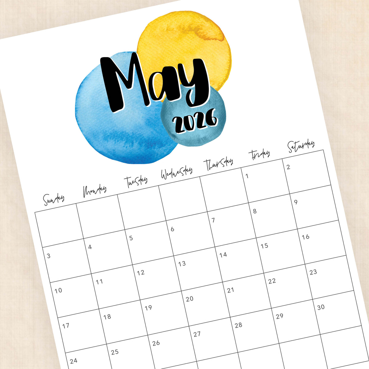 printable 2026 calendar