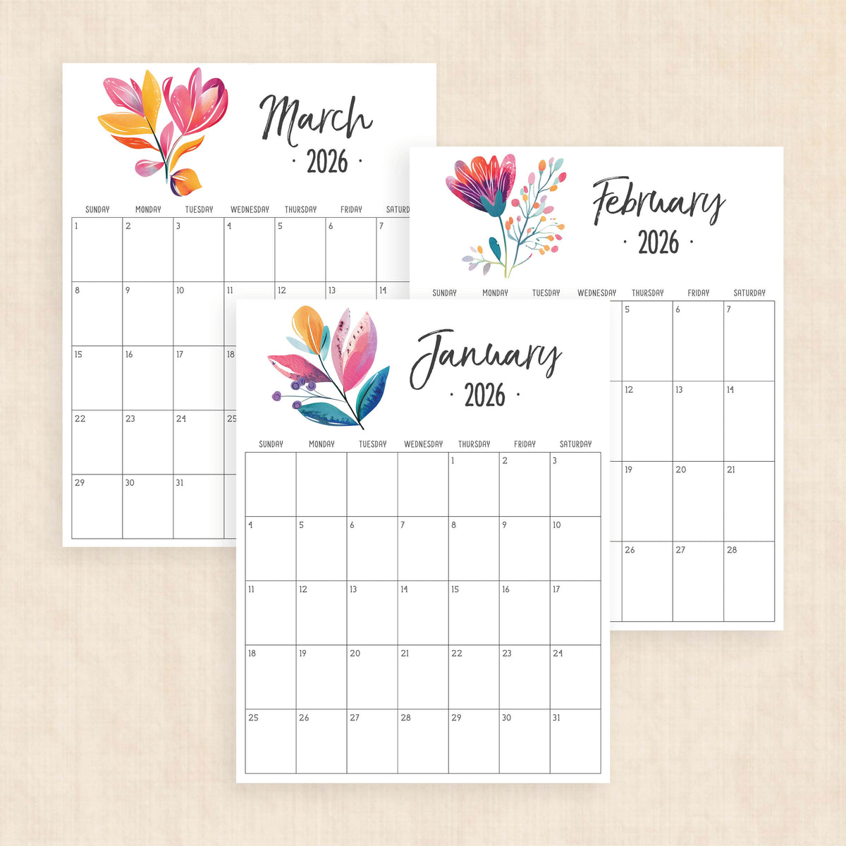 printable 2026 calendar