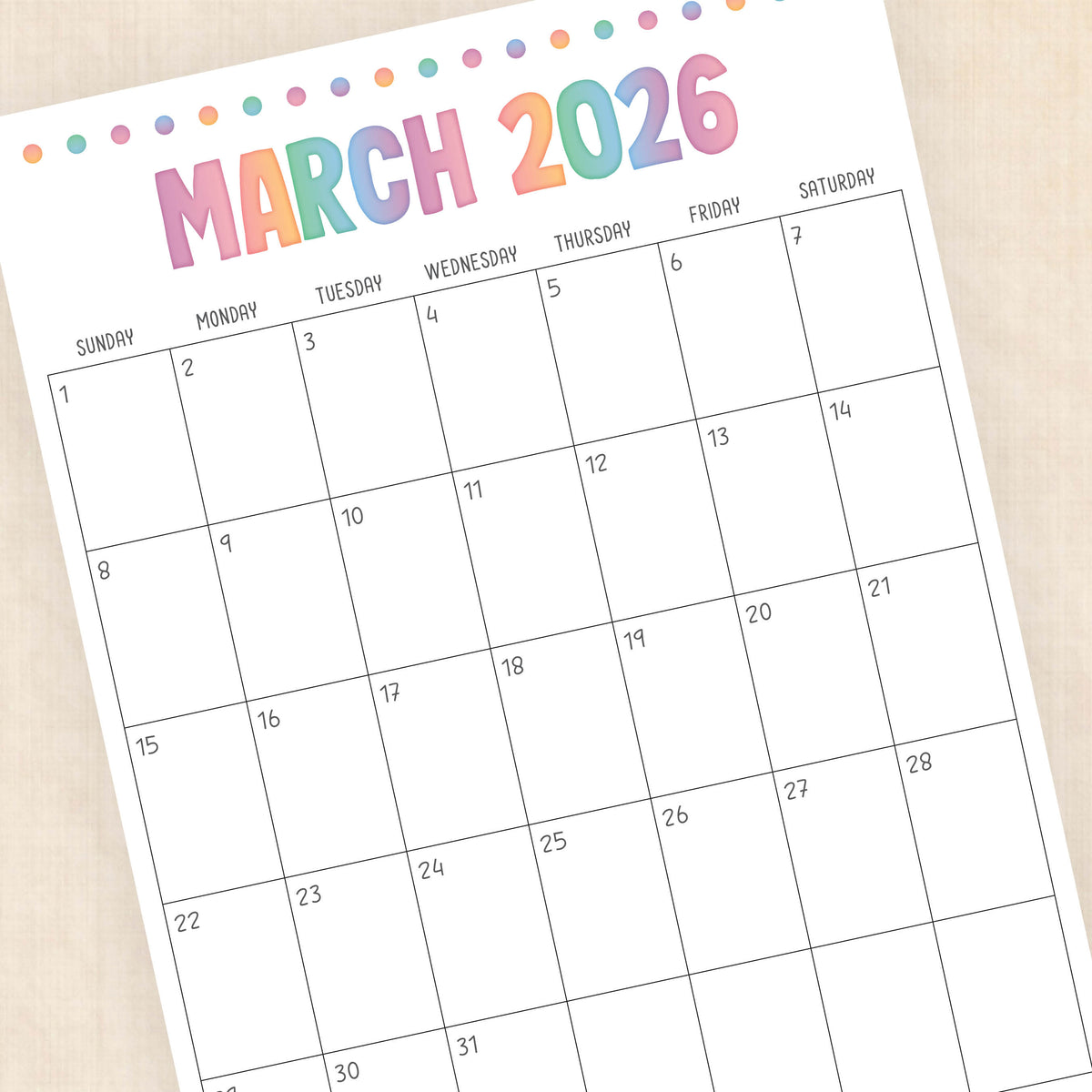 printable 2026 Calendar