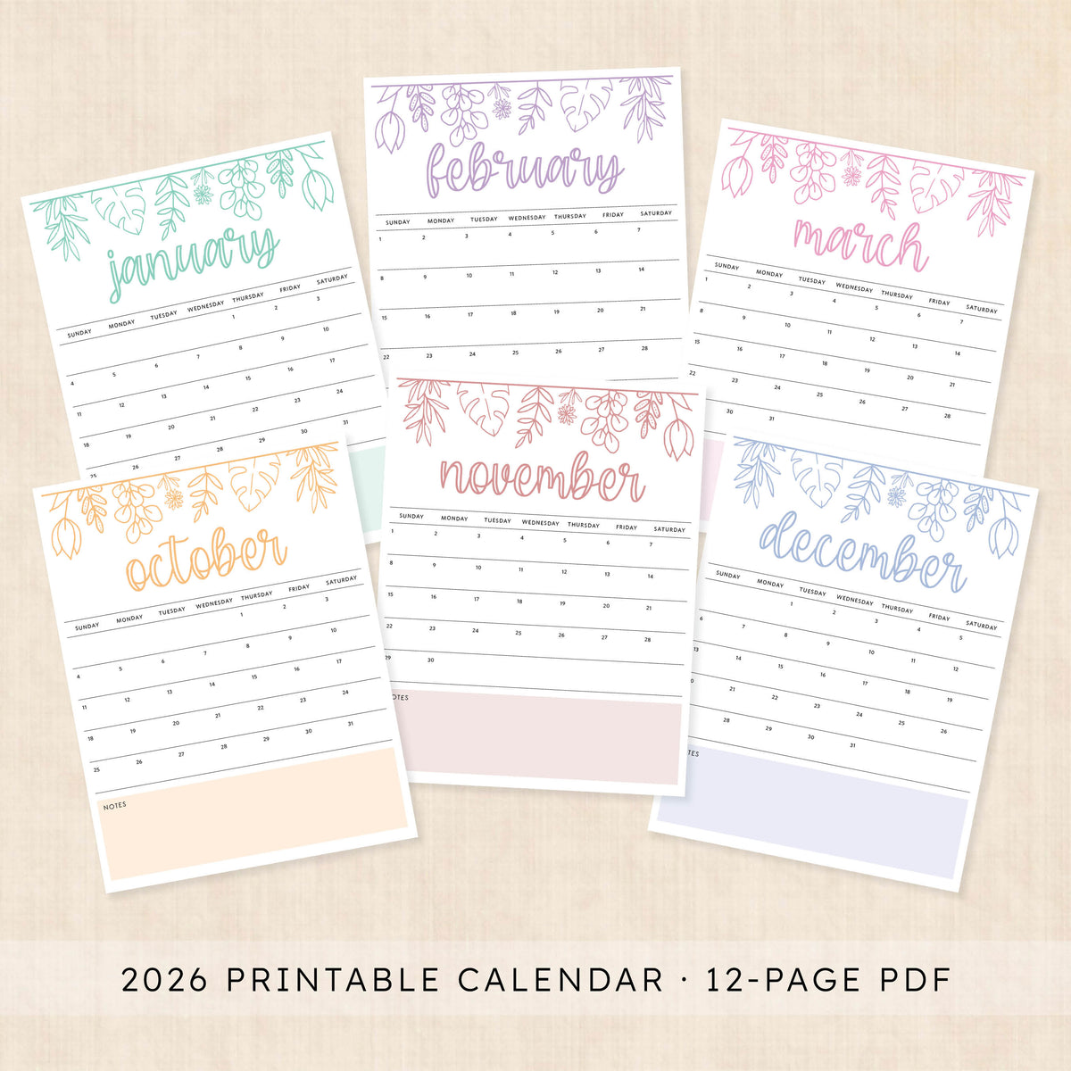 printable 2026 Calendar
