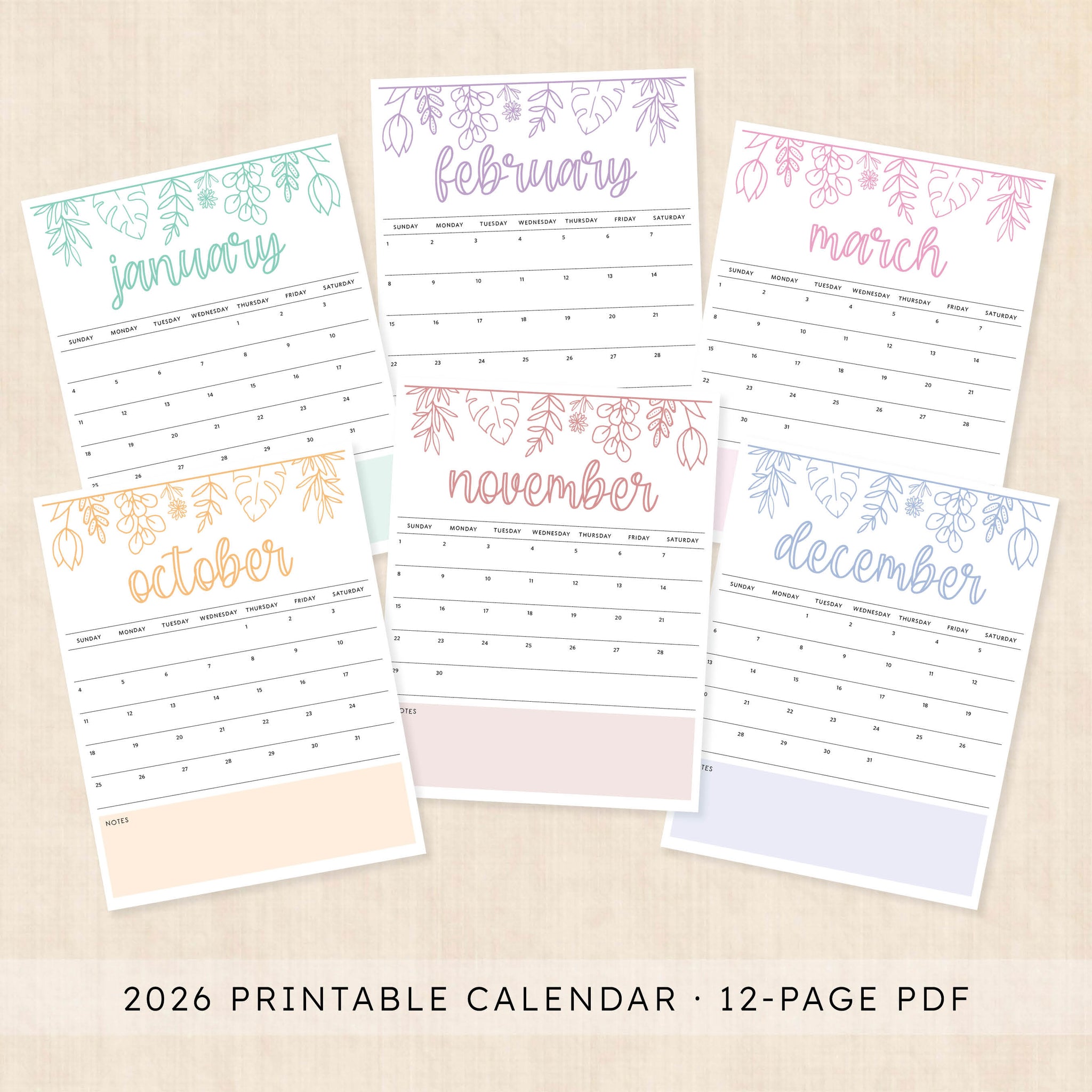 printable 2026 Calendar