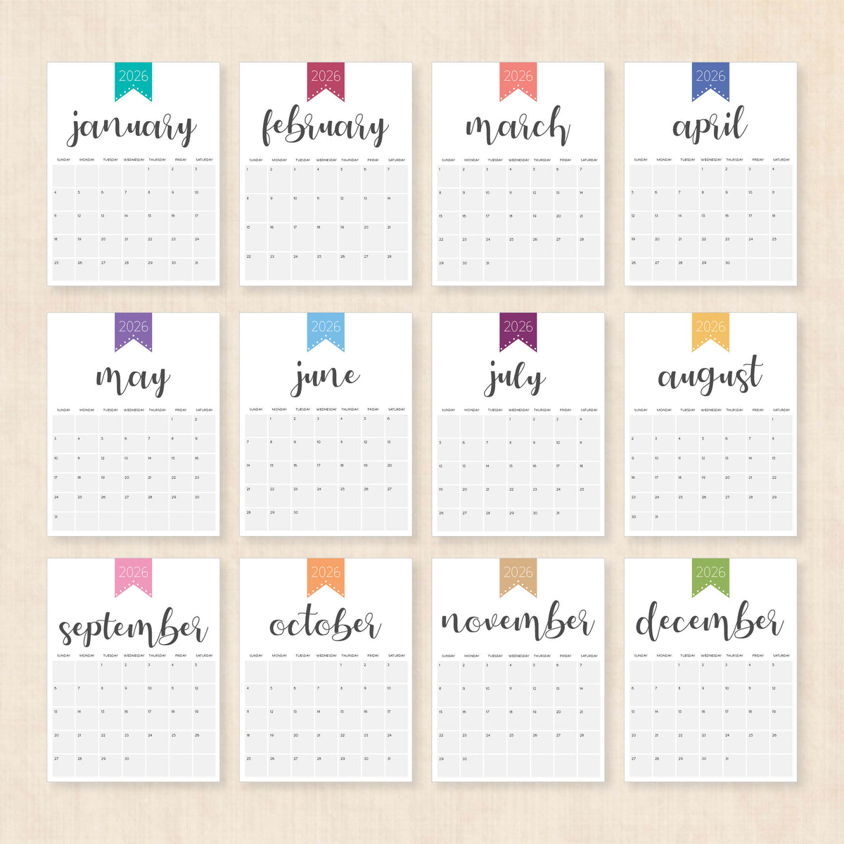 printable 2026 Calendar