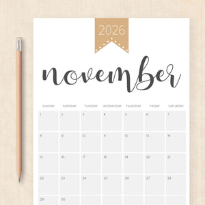 printable 2026 Calendar