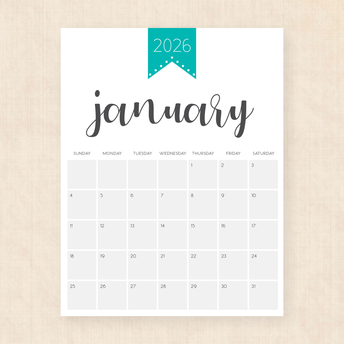 printable 2026 Calendar