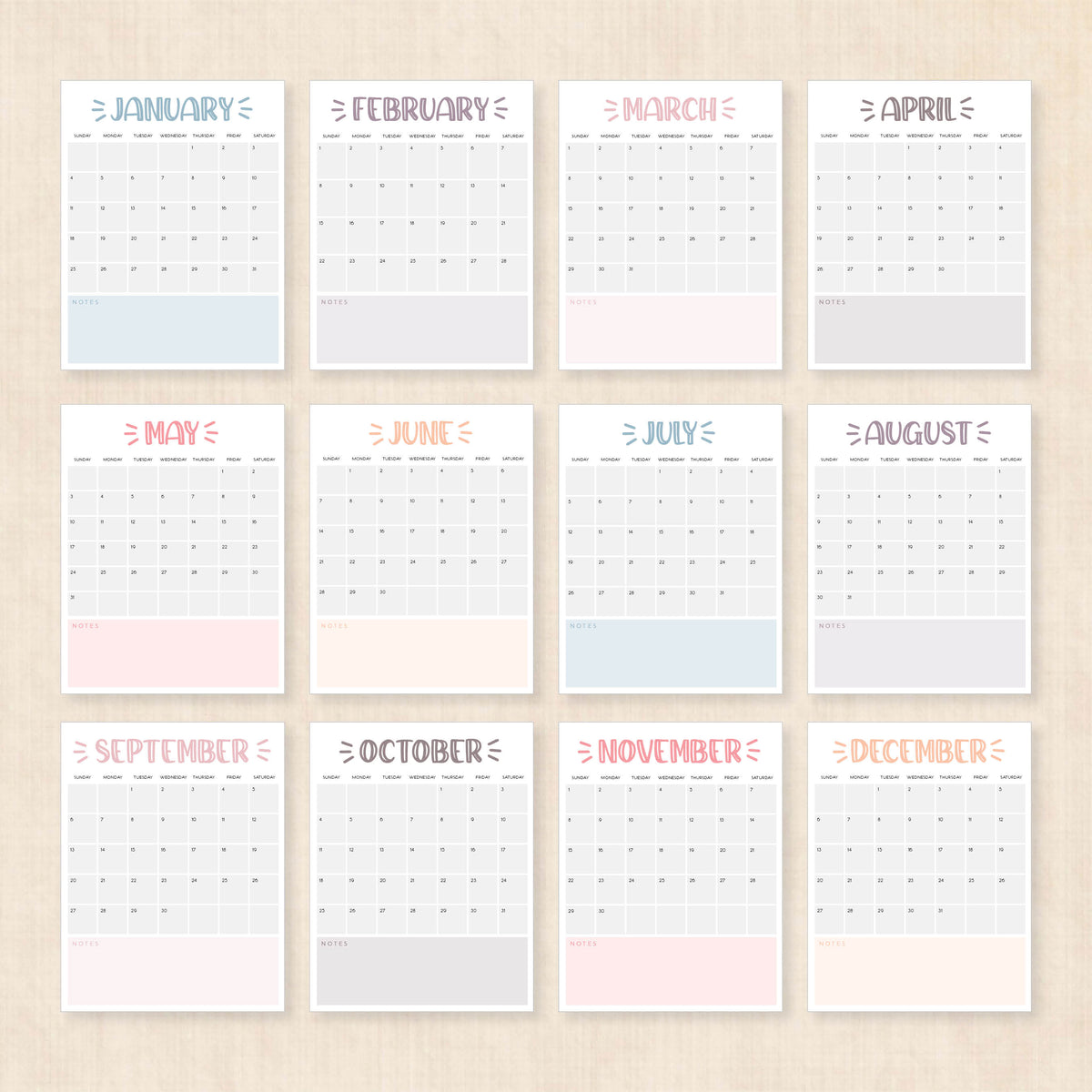 printable 2026 calendar