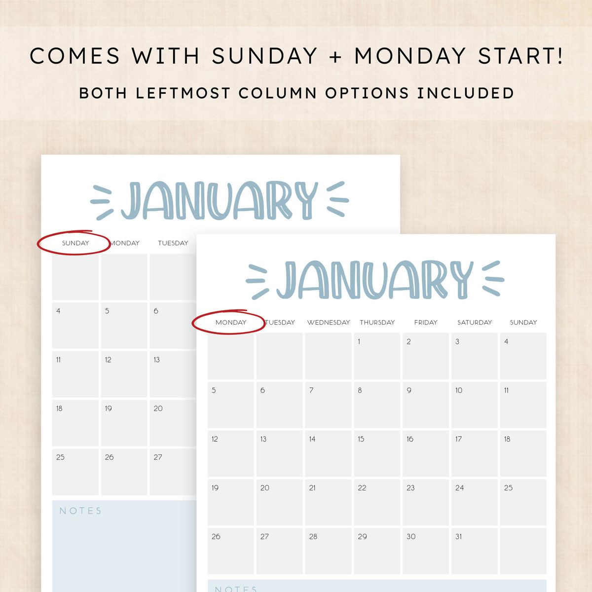 printable 2026 calendar