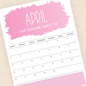 printable 2026 calendar
