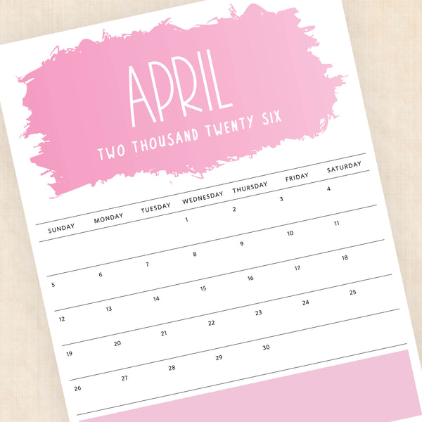 printable 2026 calendar
