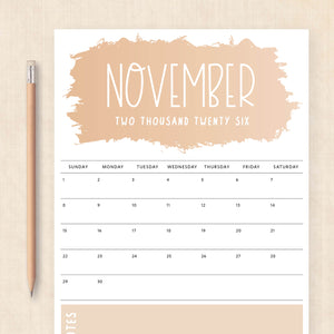 printable 2026 calendar