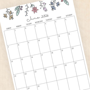 printable 2026 calendar