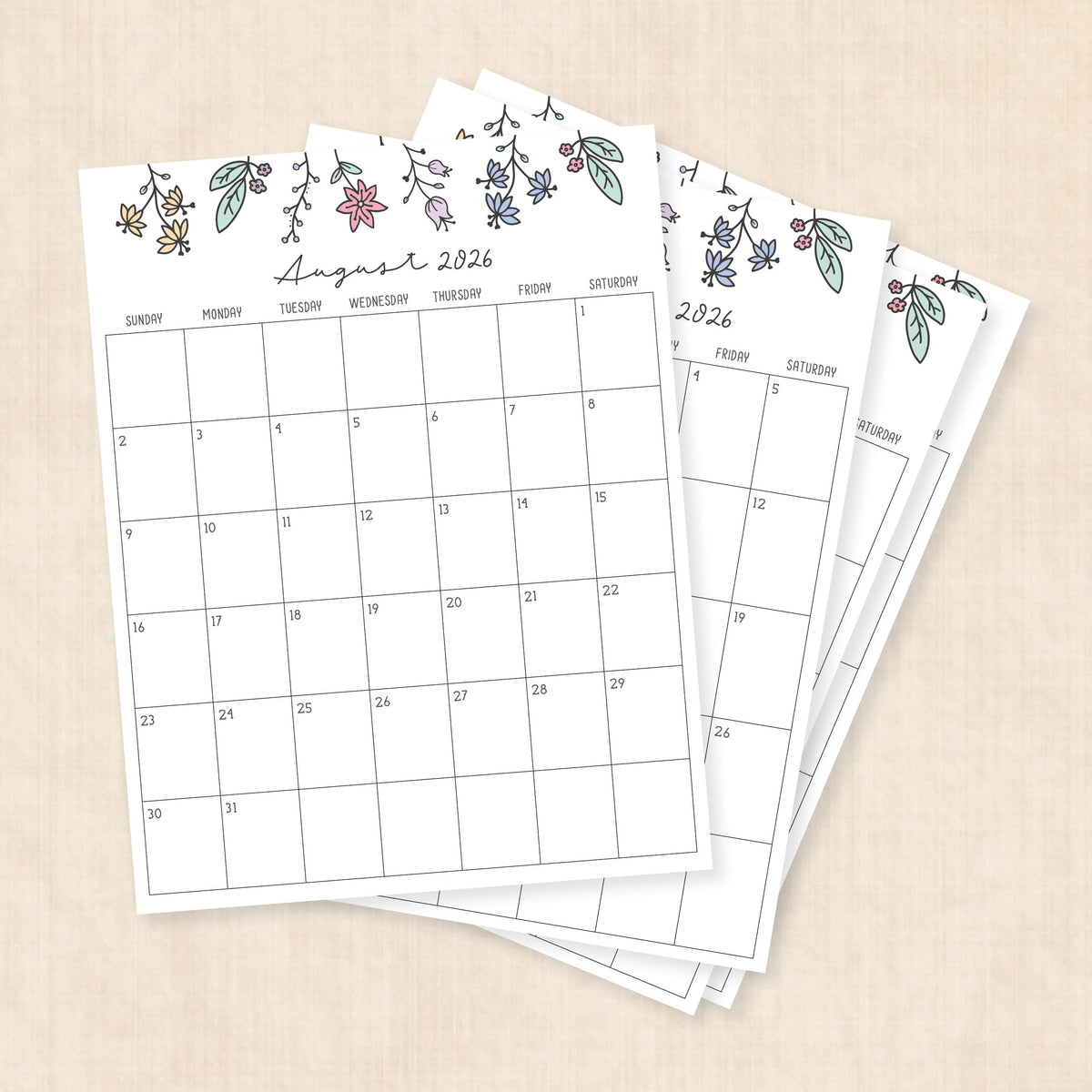 printable 2026 calendar