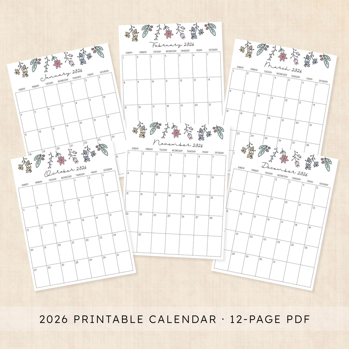 printable 2026 calendar