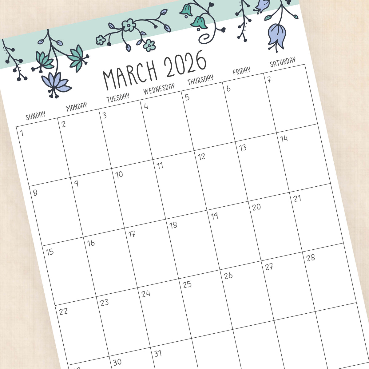 printable 2026 calendar